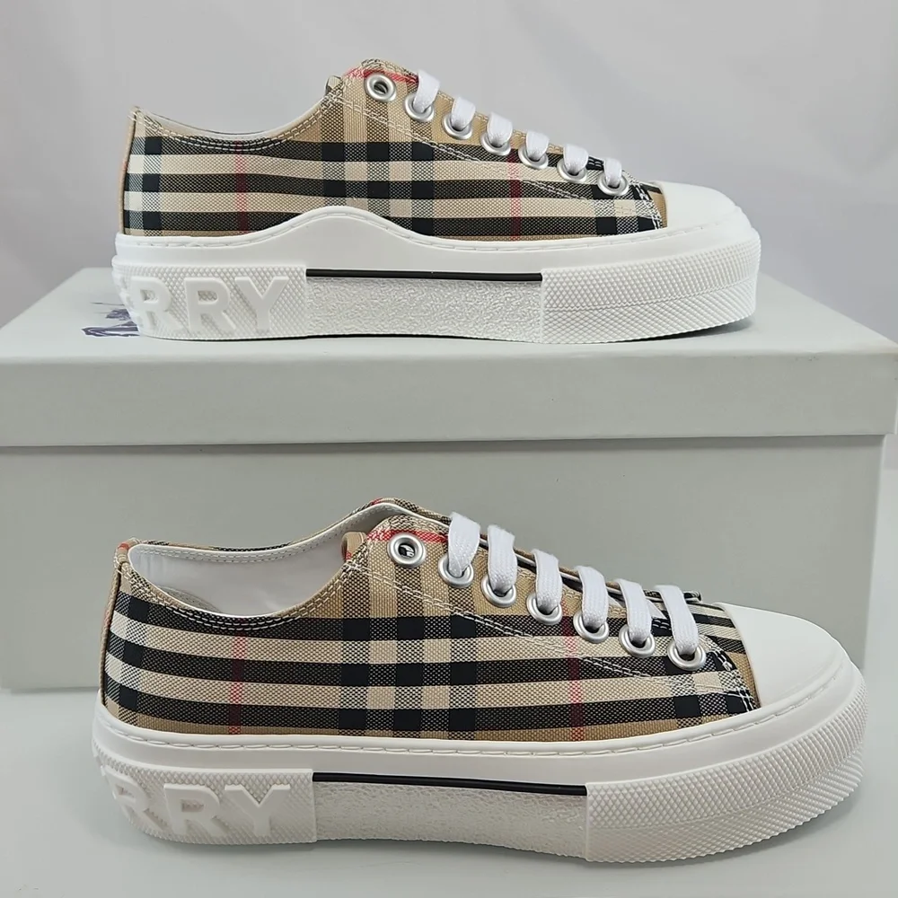 NEW! Burberry Jack Vintage Check Platform Low Top Sneakers Size 5.5 - Picture 8 of 16